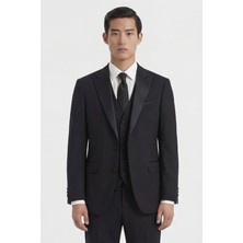 Giotelli Erkek Siyah Dar Kesim Slim Fit Viskon Dokuma Normal Bel 8 Drop Klasik Takım Elbise