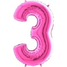 BenimMarifetlerim 3 Rakamı Pembe Folyo Balon 16 Inch 40 cm