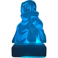 Modiwa Design Naruto Itachi 16 Renkli Gece Lambası Ahşap Kaide ile 25X35 cm Ölçülerinde