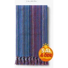 Calmera Etnika Peştemal | İnce - Renkli Saçaklı | Plaj Pareo, Deniz, Havuz, Yoga, Pilates Havlusu - Lacivert