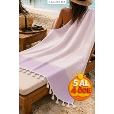 Calmera Çizgili Peştemal | Pamuk - Doğal Saçaklı | Plaj, Havuz, Spa, Hamam, Sauna, Spor, Seyahat Havlusu - Lila