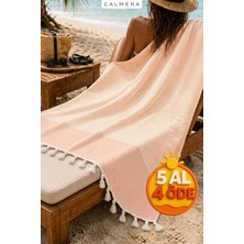 Calmera Çizgili Peştemal | Pamuk - Doğal Saçaklı | Plaj, Havuz, Spa, Hamam, Sauna, Spor, Seyahat Havlusu - Somon