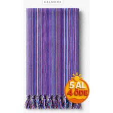 Calmera Etnika Peştemal | İnce - Renkli Saçaklı | Plaj Pareo, Deniz, Havuz, Yoga, Pilates Havlusu - Mor