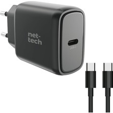Nettech NT-HCH05 Pd 25W Type-C To Type-C Şarj Aleti (Siyah)