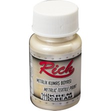 Rich 3116 Metalik Krem Akrilik Kumaş Boyası 50 cc Kolay Uygulama ile Parlak Renkler Sunar
