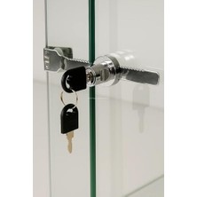 DMR Home Sürgülü Cam Kilidi, 140 Mm, Gövde, Krom Kaplama, 3-6 mm Kalın Cam Kapak Için, 2 Yedek Anahtarlı, Güvenlik Kilidi, Cam Dolap, Vitrin, Sürgü Kapak Uyumlu, Kolay Montaj