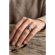 Sevil Gülgün Atelier Kadın Bohem Tarz Eskitme Dokulu Tek Taşlı Yüzük - Retro Vintage Takı