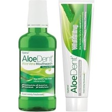 DMR Home Aloe Dent Mucize Aloevera ile Ekstra Beyazlatıcı Diş Macunu - 100 ml ve Aloe Dent Alkolsüz ve Florürsüz Ağız Kokusu Önleyici Doğal Ağız Bakım Suyu - 250 ml
