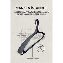 Manken İstanbul 12  Adet  Lüks Siyah Plastik Ceket Askısı Kıyafet Askısı Takım Elbise Askısı Etek Askısı