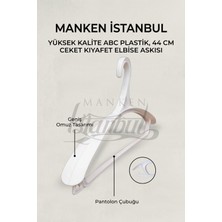 Manken İstanbul 6 Adet  Lüks Beyaz Plastik Ceket Askısı Kıyafet Askısı Takım Elbise Askısı Etek Askısı