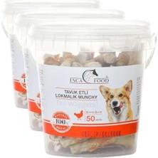 DMR Home Esca Tavuklu Lokmalık Munchy 6 Santimetre 50'li Köpek Ödül Maması (3 Paketi)