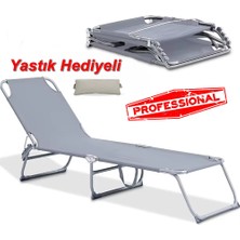 Reidan Gri Renk Katlanabilir Şezlong Yatak Havuz Deniz ve Taşınabilir  Kamp Yatağı Dayanıklı ve Rahat Tasarım