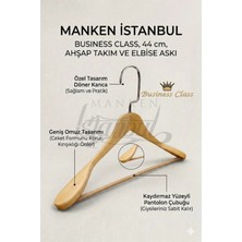Manken İstanbul Business Class 10 Adet 44 cm Italyan Kanca Masif Ahşap Takım Elbise Askısı Palto Askısı Ceket Askısı