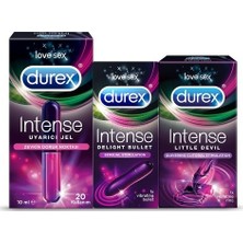 Durex Delight Bullet + Durex Little Devil + Intense Uyarıcı Jel 10 ml 20 Kullanım İçin Özel Formül