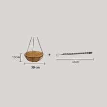 DMR Home 25 cm Hindistan Cevizi Asılı Metal Askılı Hasır Coco Asma Çiçek Sepeti Saksı Ev Balkon Dekorasyon