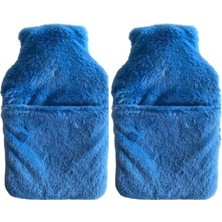 DMR Home Sıcak Su Torbası 2 Adet,cepli Mavi Peluş Termofor 32,5X17,5CM 1500 ml