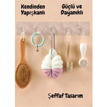 EUROLUXE 10'lu Kendinden Yapışkanlı Güçlü Slikon Yapışkanlı Şeffaf Askılık Kapı Arkası Mutfak Duvar Banyo Askı
