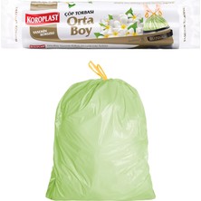 DMR Home Yasemin Kokulu Orta Boy Büzgülü Çöp Poşeti 15'li 55X57 Cm, Kolay Bağlanır Kokulu Büzgülü Orta Boy Çöp Torbası, Sızdırmaz, Yırtılmaz, Geri Dönüştürülebilir Atık Torbası, Güçlü Çöp Poşeti