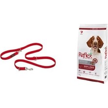 DMR Home Of Animals Halti Köpek Eğitim Kayışı, Küçük Boy Kırmızı, 2 M + Reflex Plus Adult Dog Energy 28/18 Beef, 15 kg
