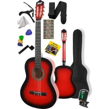 Cekar Store Midex CG-36RD-PAK Kaliteli 36 Inç 3/4 Juniur Çocuk Gitarı 8-12 Yaş Arası (Tuner Çanta Capo Askı Nota Sticker Pena Metod)