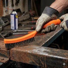DMR Home ETF130 Profesyonel Çelik Tel Fırça; 14" Ergonomik Kaymaz Plastik Saplı Metal Pas Sökücü, Inatçı Boya ve Korozyon Temizleyici, Kaynak Öncesi Hazırlığı ve Çapak Alma Için Endüstriyel Tel Fırça