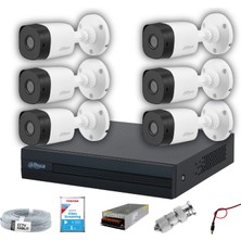Dahua 6 Kameralı Gece Görüşlü Güvenlik Seti 1080P Çözünürlük ile Güvenli İzleme Sağlar