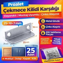 DMR Home Çekmece Kilidi Karşılılığı, Sac, 25X10X7 Mm, Metal Gövde, Dayanıklı, Montaj Uyumlu, Mobilya, Dolap, Kapak, Kilit, Sabitleme Parçası, Çinko Alaşımlı, Sabitleme Uygunluğu Yüksek (25 Adet)