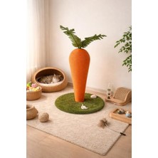 DMR Home Havuç Figürlü Kedi Tırmalama Tahtası 40X65 cm Jüt Halat Kaplama Çimli Tabanlı Dekoratif Kedi Tırmalama Direği Oyuncaklı Kedi Aktivite Ürünü