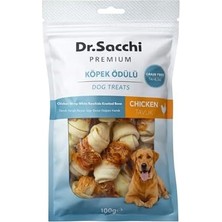 DMR Home Dr.sacchi Premium Tavuk Sargılı Beyaz Sığır Derisi Düğüm Kemik Tahılsız Köpek Ödülü 2” 12-13 gr 8'li