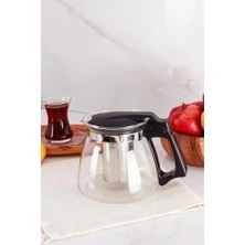 DMR Home Dayanıklı Borosilikat Cam Demlik, Kendinden Süzgeçli, Şık Tasarım (1100 Mililitre)