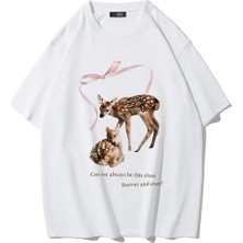 Brz Collection Unisex Oversize Can We Always Be This Close Forever T-Shirt (Beyaz)