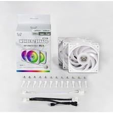 DMR Home Scythe Wonder Tornado 120MM Argb Beyaz Kasa Fanı 3’lü Paket, 26MM Kalınlık, 2500 Rpm, Fdb Rulman, Titreşim Önleyici Tasarım, 3-Pin Argb, 120.000 Saat Ömür, Pc ve Sıvı Soğutma Uyumlu