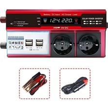 Epilons 12v 2000w Modifiye Sinus İnverter Araç Ve Güneş Enerjisi Uyumlu, Çift Usb, Çift Priz Ve Çakmaklık