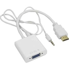 DMR Home HDMI To VGA Dönüştürücü Kablo Ses Destekli Adaptör Çevirici Ps3 Kulaklık Monitör Tv LED Uydu 4548