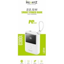DMR Home H21 Mini Ergonomik Boy 10000 Mh Pd 20W ve USB 22.5W Fast Hızlı Şarj Dahili Type C ve Lightning Kablolu Dünya Standartlarına Uygun Polymer Batarya Birebir Amper LCD Göstergeli Powerbank