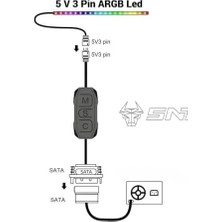 DMR Home Snt Ar-01 Argb Kontrolcü Controller Denetleyici 5V 3pin Sata Güç Beslemeli 1 Port