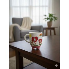 DMR Home Inek Kupa 08 El Yapımı 3D Krem Parlak Kupa - El Yapımı Seramik Kupa