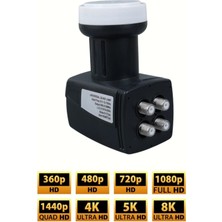 Usin Dörtlü Çıkış Çanak Uydu 4K Full Hd 3D Lnb (4 Lü Quad Lnb)