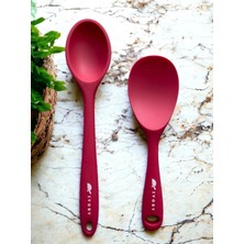 DMR Home Silikon Kaşık Seti, 28 cm Uzun + 22 cm Kısa Kaşık, Dayanıklı, Fuşya, 2 Adet