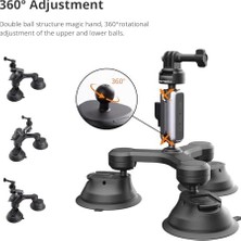 DMR Home Gopro Hero 13/12 Için Caplock Üçlü Vantuz Tutucu, Djı Osmo 360/ACTION 6/ 4/3 Için, 1/4"-20 Dişli Adaptörlü, Ace Pro 2/x5/one Rs Için Aksiyon Kamerası