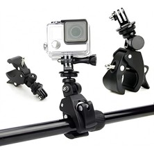DMR Home Evrensel Alüminyum Alaşımlı Aksiyon Kamerası Montaj Kelepçesi, 360° Döner, Motosiklet ve Bisiklet – Hero 11/10/9/8/7/6/5,,, Dji Osmo Action, ile Uyumlu, Siyah
