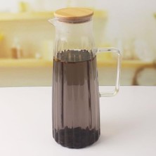 DMR Home Bambu Kapaklı Borosilikat Cam Yağdanlık ve Sürahi | 1000ML (11X26CM) Çok Amaçlı Içecek ve Sıvı Gıda Saklama