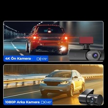DMR Home 3840 * 2160P Ön ve Arka Kameralı 1.5” IPS Hd Ekran, Wifi ve Ultra Geniş Açılı UHD 4K Akıllı Araç Kamerası CMR110
