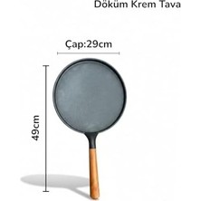 DMR Home Granit Döküm 29CM Tavası, Gözleme Tava, Çıkarılabilir Ahşap Sap