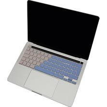 DMR Home MacBook Pro 13 Inç M1 M2 & 16 Inç A2141 Uyumlu Türkçe Q Silikon Klavye Koruyucu | A2251 A2289 A2338 Bar | Ters L Enter Toz ve Sıvı Koruma Mavi Pembe