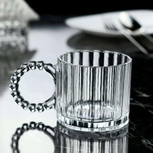 DMR Home Cam Boncuk Kulplu Bardak Seti – 250 ml Koyu Kupa Bardak, Çay Kahve Su Meşrubat Için Şık ve Dayanıklı Tasarım