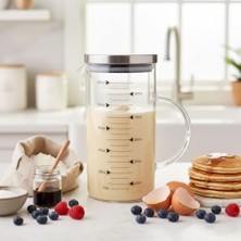 DMR Home 1100ML Metal Kapaklı Cam Yağlık ve Ölçü Kabı – Dayanıklı ve Şeffaf Sıvı & Kuru Malzeme Ölçme Kabı | Mutfak Için Hassas Ölçüm ve Saklama Çözümü 1100ML - Cam Sürahi Ölçü Kabı