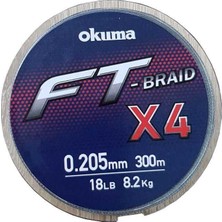 Okuma Ft-*4 Braided Line 300 mt Grey Örgü Ip 0,330 mm