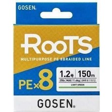 Gosen X8 Roots Pe 8 Örgü Spin Ip Misina 150MT Ayeşil Standart-0.8 Pe