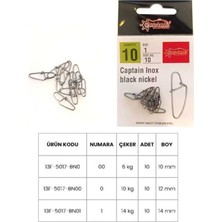 Captain 5017 Sahte Balık Klipsi Snap Strong 10LU Paket Black Nikel Standart-1